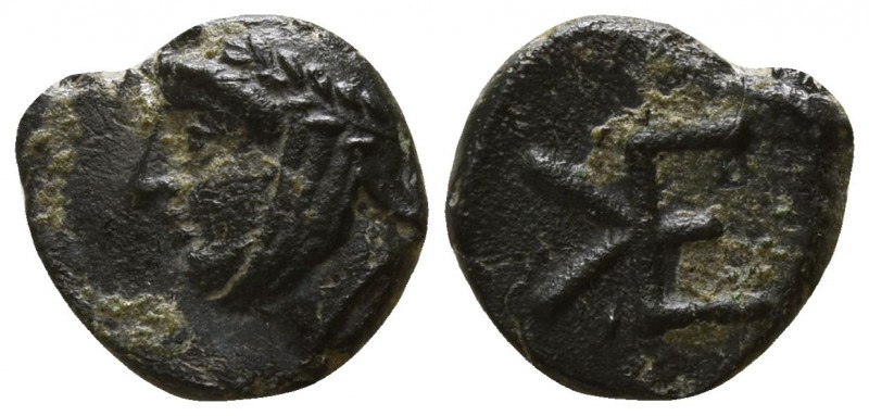 Troas. Kebren 412-399 BC.
Bronze Æ

8mm., 0,62g.

Head of satrap left, wear...