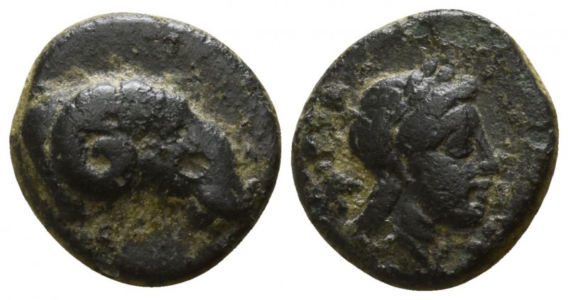 Troas. Kebren 400-387 BC.
Bronze Æ

10mm., 0,88g.

Ram's head right / Laure...