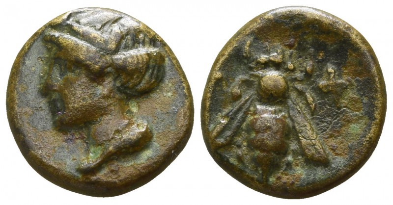 Ionia. Ephesos circa 375-325 BC.
Bronze Æ

9mm., 1,39g.

Female head left, ...