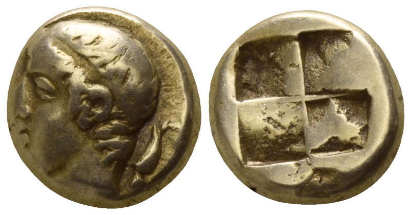 Ionia. Phokaia 478-387 BC.
Hekte EL

10mm., 2,55g.

Head of young male left...