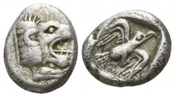 Caria. Uncertain mint circa 450 BC. Obol AR