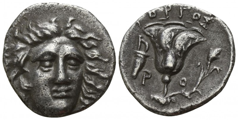 Islands off Caria. Rhodos. ΓΟΡΓΟΣ, magistrate circa 205-190 BC.
Drachm AR

15...