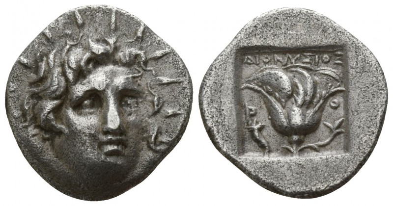 Islands off Caria. Rhodos. ΔΙΟΝΥΣΙΟΣ, magistrate circa 170-150 BC.
Hemidrachm A...
