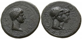 Kings of Thrace. Uncertain mint. Rhoemetalkes I with Augustus 11-12 BC. Bronze Æ
