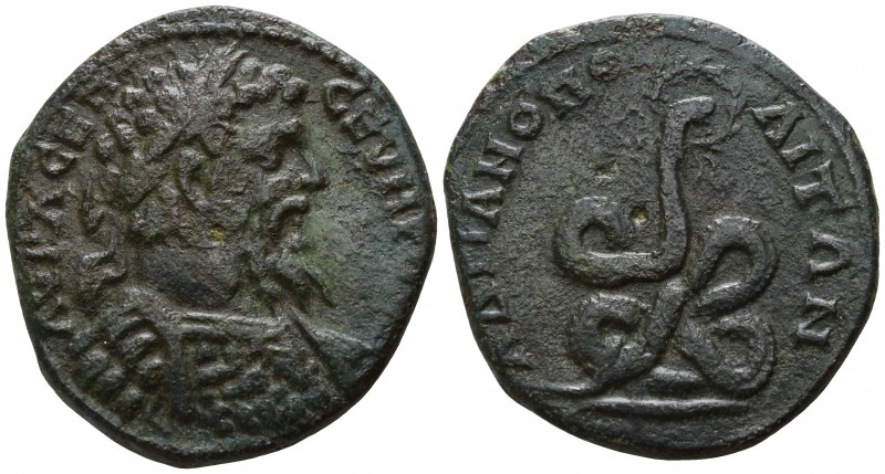 Thrace. Hadrianopolis. Septimius Severus AD 193-211.
Tetrassarion AE

27mm., ...