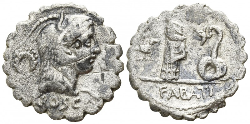 Lucius Roscius Fabatus 64 BC. Rome
Serratus AR

18mm., 3,60g.

[L] ROSCI; h...