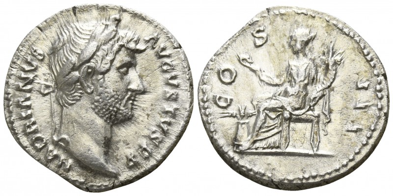 Hadrian AD 117-138. Rome
Denar AR

18mm., 3,10g.

HADRIANVS AVGVSTVS PP, la...