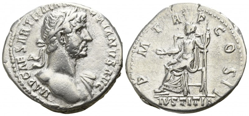 Hadrian AD 117-138. Rome
Denar AR

18mm., 3,33g.

IMP CAESAR TRAIAN HADRIAN...