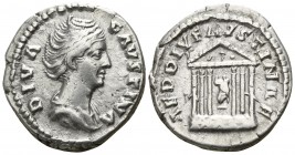 Diva Faustina AD 140-141. Rome. Denar AR
