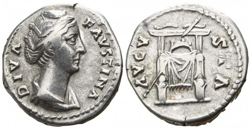 Diva Faustina AD 140-141. Rome
Denar AR

16mm., 3,57g.

DIVA FAVSTINA, drap...