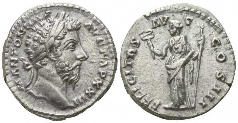 Marcus Aurelius AD 161-180. Rome
Denar AR

17mm., 2,85g.

M ANTONINVS AVG T...
