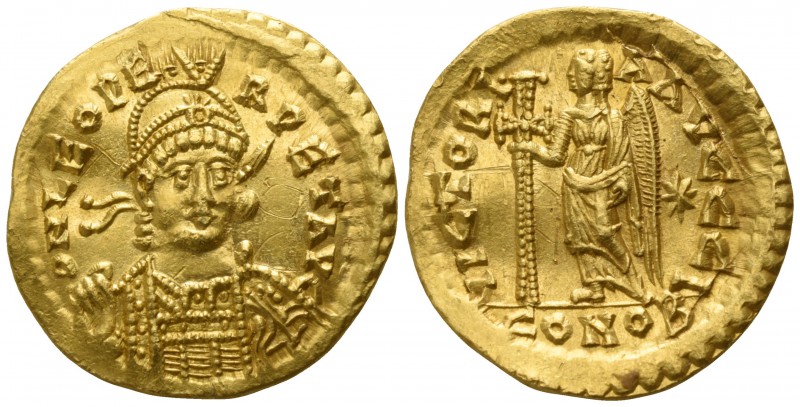 Leo I AD 457-474. Constantinople
Solidus AV

20mm., 4,46g.

D N LEO PERPET ...