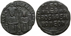 Leo VI with Alexander  AD 886-912. Constantinople. Nummus Æ