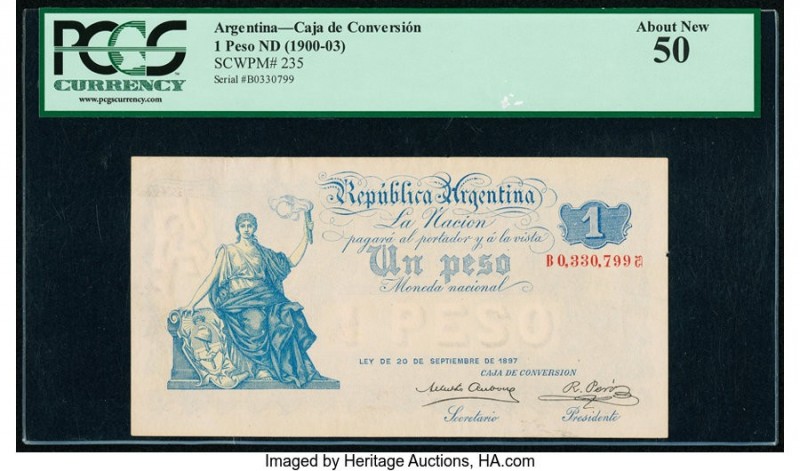 Argentina Caja de Conversion 1 Peso 20.9.1897 Pick 235 PCGS About New 50. 

HID0...