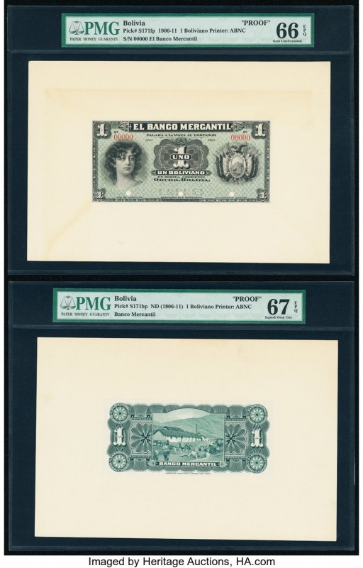 Bolivia Banco Mercantil 1 Boliviano 1906-11 Pick S171fp; S171bp Front and Back P...