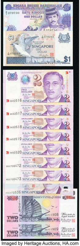 World (Brunei, Singapore) Group Lot of 18 Examples Crisp Uncirculated. 

HID0980...