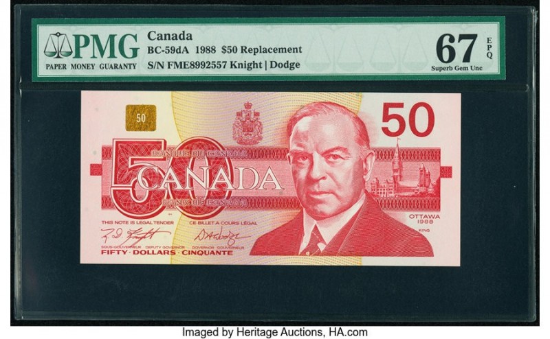 Canada Bank of Canada $50 1988 Pick 98d BC-59dA Replacement PMG Superb Gem Unc 6...