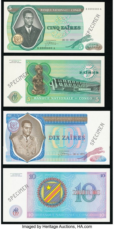 Congo Banque Nationale du Congo 5 (2); 10 Zaires (2) 24.11.1971; 30.6.1971 Pick ...