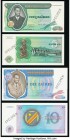 Congo Banque Nationale du Congo 5 (2); 10 Zaires (2) 24.11.1971; 30.6.1971 Pick 14s; 15s Four Uniface Specimen Examples Crisp Uncirculated. Roulette S...
