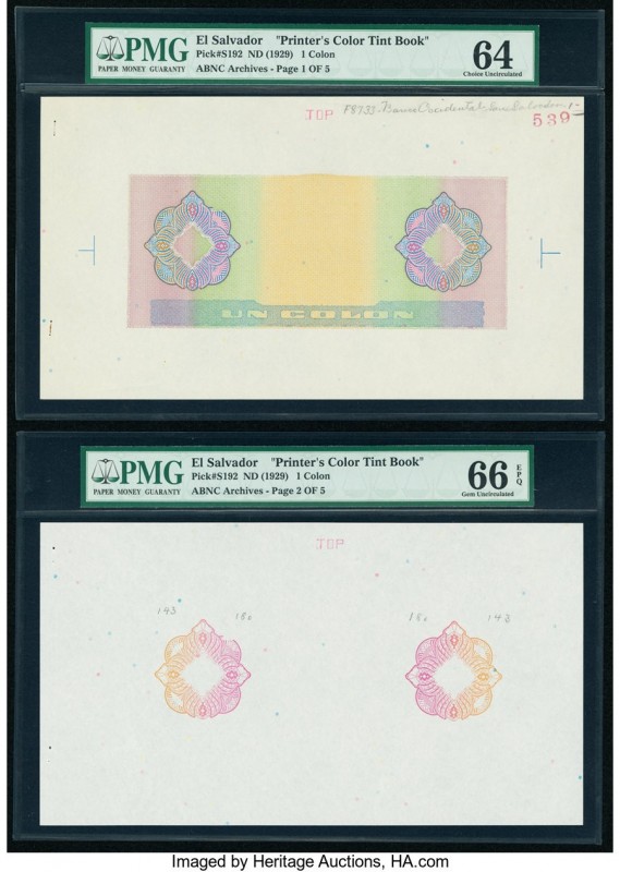 El Salvador Banco Occidental 1 Colon ND (1929) Pick S192 Printer's Color Tint Bo...