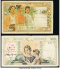 French Indochina Institut d'Emission des Etats, Cambodia; Banque de l'Indo-Chine 100 Piastres = 100 Riels; 500 Piastres ND (1954); ND (1939) Pick 97; ...