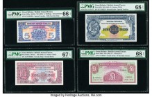 Great Britain British Military Authority 5 Shillings; 1 (2); 5 Pounds ND (1948) (2); ND (1962); ND (1958) Pick M20a; M22a; M36a; M23 Four Examples PMG...