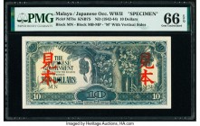 Malaya Japanese Government 10 Dollars ND (1942-44) Pick M7bs KNB7b-c Specimen PMG Gem Uncirculated 66 EPQ. Two POCs; red Specimen overprints.

HID0980...