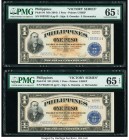 Philippines Philippine National Bank 1 Peso ND (1944) Pick 94 Two Consecutive Victory Series Examples PMG Gem Uncirculated 65 EPQ. 

HID09801242017

©...