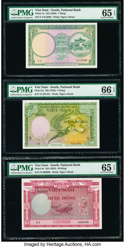 South Vietnam National Bank of Viet Nam 1; 5; 10 Dong ND (1956); ND (1955) (2) P...