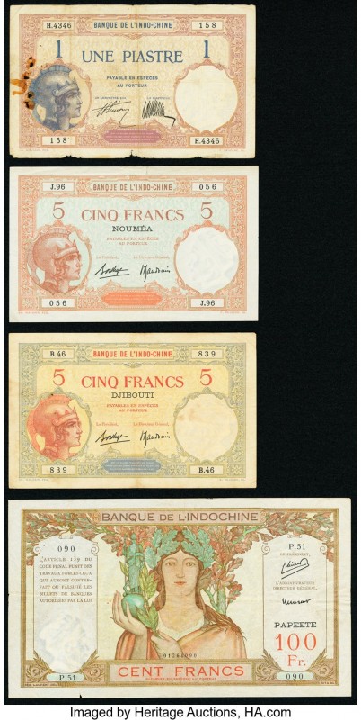 World Group Lot of 4 Examples From Banque De L'Indochine Very Good-Very Fine. 

...