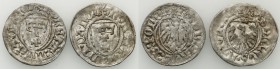 Medieval coins 
POLSKA/POLAND/POLEN/SCHLESIEN/GERMANY

Kazimierz IV Jagiellończyk (1446-1492). Szelag, Gdansk (Danzig)- set 2 coins 

Aw.: Tarcza...