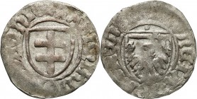 Medieval coins 
POLSKA/POLAND/POLEN/SCHLESIEN/GERMANY

Kazimierz IV Jagiellończyk (1446-1492). Szelag, Torun 

Aw.: Tarcza z krzyżem lotaryńskim,...