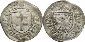 Medieval coins 
POLSKA/POLAND/POLEN/SCHLESIEN/GERMANY

Kazimierz IV Jagiellończyk (1446-1492). Szelag, Torun 

Aw.: Tarcza z krzyżem lotaryńskim,...