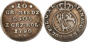 Stanislaus Augustus Poniatowski 
POLSKA/ POLAND/ POLEN/ LITHUANIA/ LITAUEN

Stanisław August Poniatowski. 10 groszy (groschen) miedziane 1790 EB, W...