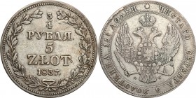 Poland XIX century / Russia 
POLSKA/ POLAND/ POLEN/ RUSSIA/ RUSSLAND/ РОССИЯ

Poland XIX w./Russia. Nicholas I. 3/4 Rubel (Rouble) = 5 zlotych 1837...