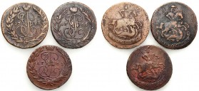 Russia 
RUSSIA/ RUSSLAND/ РОССИЯ

Russia. Catherine II. 2 Kopek (kopeck) 1763, 1766, 1791 - Set 3 coins 

- 2 kopiejki 1763 MM, Bitkin 531, stan ...