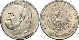 Poland II Republic
POLSKA/ POLAND/ POLEN / POLOGNE / POLSKO

II RP. 10 zlotych 1934 Pilsudski 

Rzadki rocznik. Czyszczone tło.Fischer OB 023; Pa...