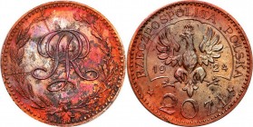 Probe coins of the Second Polish Republic
POLSKA / POLAND / POLEN / II RP / PROBA / PATTERN

II RP. PROBE bronze 20 zlotych 1924, Monogramy - only ...