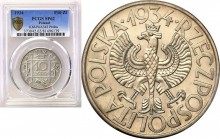 Probe coins of the Second Polish Republic
POLSKA / POLAND / POLEN / II RP / PROBA / PATTERN

II RP. PROBE silver 10 zlotych 1934 Klamry PCGS SP62 (...