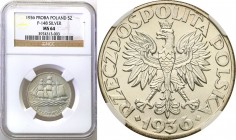 Probe coins of the Second Polish Republic
POLSKA / POLAND / POLEN / II RP / PROBA / PATTERN

II RP. PROBE silver 5 zlotych 1936 Sailing boat - wide...