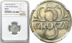 Probe coins of the Second Polish Republic
POLSKA / POLAND / POLEN / II RP / PROBA / PATTERN

II RP. PROBE copper-nickel 5 Grosz (Groschen) 1925 NGC...
