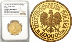 Polish Gold Coins since 1990
POLSKA / POLAND / POLEN / GOLD / ZLOTO

III RP. PROBE gold 100.000 zlotych 1991 John Paul II Pope Oltarz NGC PF70 ULTR...
