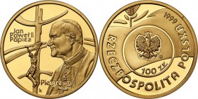 Polish Gold Coins since 1990
POLSKA / POLAND / POLEN / GOLD / ZLOTO

III RP. 100 zlotych 1999 John Paul II Pope Pielgrzym 

Piękny,menniczy egzem...