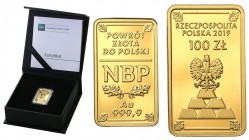 Polish Gold Coins since 1990
POLSKA / POLAND / POLEN / GOLD / ZLOTO

100 zlotych 2019 Powrót zlotychota do Polski - NOWOŚĆ! 

Piękny,menniczy egz...