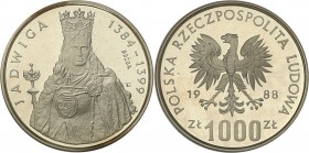 Probe coins Polish People Republic (PRL) and Poland
POLSKA / POLAND / POLEN / PATTERN / PROBE / PROBA

PRL. PROBE silver 1000 zlotych 1988 Jadwiga ...