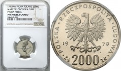 Collection - Nickel Probe Coins
POLSKA / POLAND / POLEN / PATTERN

PRL. PROBE Nickel 2000 zlotych 1979 Skłodowska NGC PF67 ULTRA CAMEO (MAX) 

Pi...