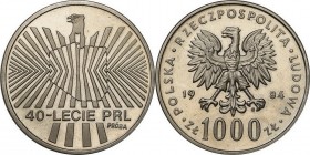 Collection - Nickel Probe Coins
POLSKA / POLAND / POLEN / PATTERN

PRL. PROBE Nickel 1000 zlotych 1984 – 40 lat PRL 

Piękny egzemplarz.&nbsp;Fis...