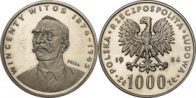 Collection - Nickel Probe Coins
POLSKA / POLAND / POLEN / PATTERN

PRL. PROBE Nickel 1000 zlotych 1984 Wincenty Witos 

Piękny egzemplarz. Fische...
