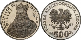 Collection - Nickel Probe Coins
POLSKA / POLAND / POLEN / PATTERN

PRL. PROBE Nickel 500 zlotych 1987 Kazimierz III Wielki 

Piękny egzemplarz. F...