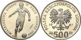 Collection - Nickel Probe Coins
POLSKA / POLAND / POLEN / PATTERN

PRL. PROBE Nickel 500 zlotych 1987 ME w piłce nożnej 

Piękny egzemplarz.Fisch...
